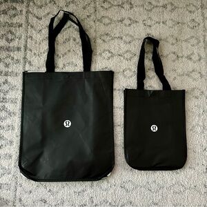 Lululemon set of 2 black reusable shopping tote bags